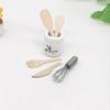 Wooden Kitchen Fork Metal Whisk Jar Set Dollhouse Miniatures 1:12 Accessories 