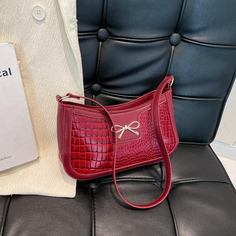 

Модная сумка-багет с бантом, женская новая, с индивидуальностью, трендовая, на плечо, текстурная, для通勤