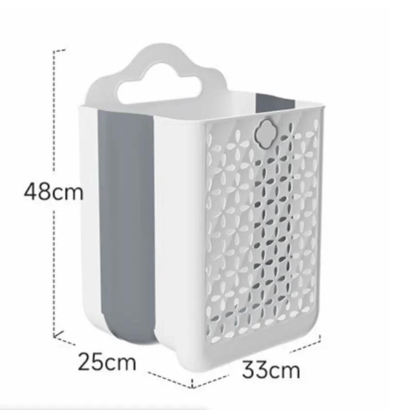 Foldable Laundry Basket Large Capacity Hollow Out Clothing Storage Baskets Portable Plastics Storage Basket Bathroom Organizer