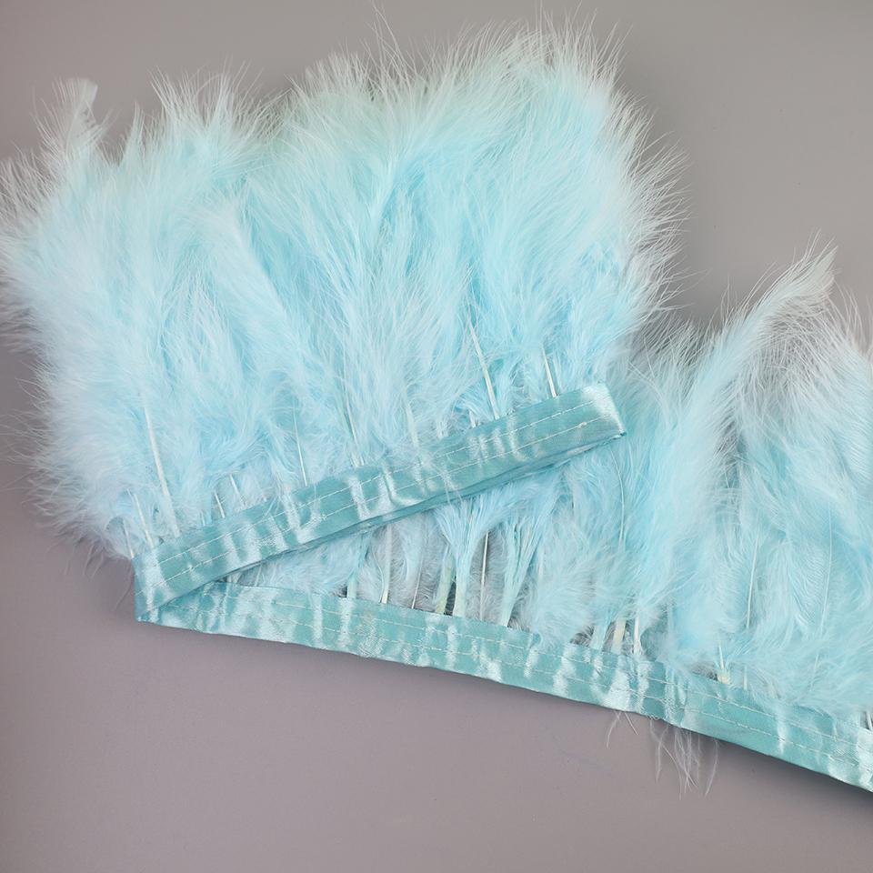 FeatherTurkey Feather Fringe 4-6inch Colorful Marabou Feather Tape for Handiwork Clothes Dress Handmade Cloth Strap Home Decoration