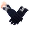 New Female Autumn Winter Non-Inverted Velvet Cashmere Full Finger Warm Lace Gloves Women Cotton Touch Screen Gloves G82