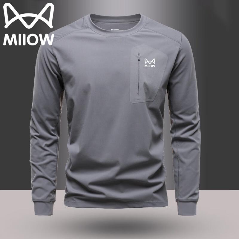 MiiOW Men's Quick-Dry Long Sleeve Crew Neck T-Shirt