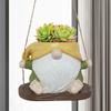 Swing Flower Planter Resin Flowerpot Container Creative Wall Hanging Gnome Penguin Planter with Twine IndoorOutdoor Garden Decor