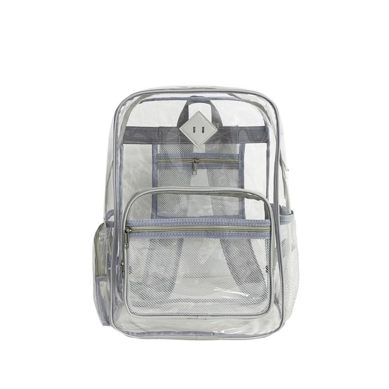 Schoolbag transparent double shoulder jelly bag, double back male high school college student PVC schoolbag female large capacity trend backpack