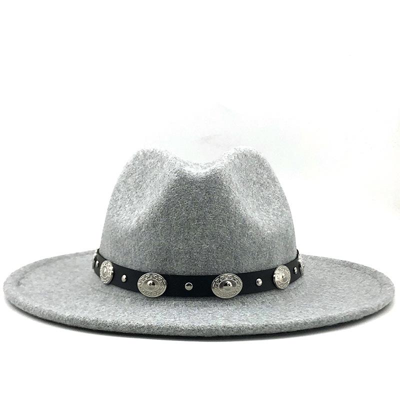 Autumn and winter new top hat big eave hat fashion flat hat British classic jazz hat wool hat