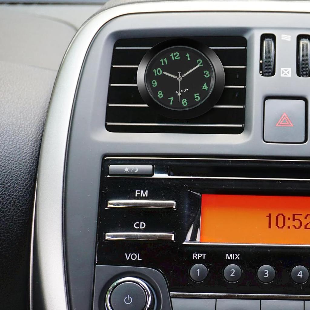 Car Dashboard Clock Night Light Car Alloy Mini Luminous Automotive Vent Clip Type Watch