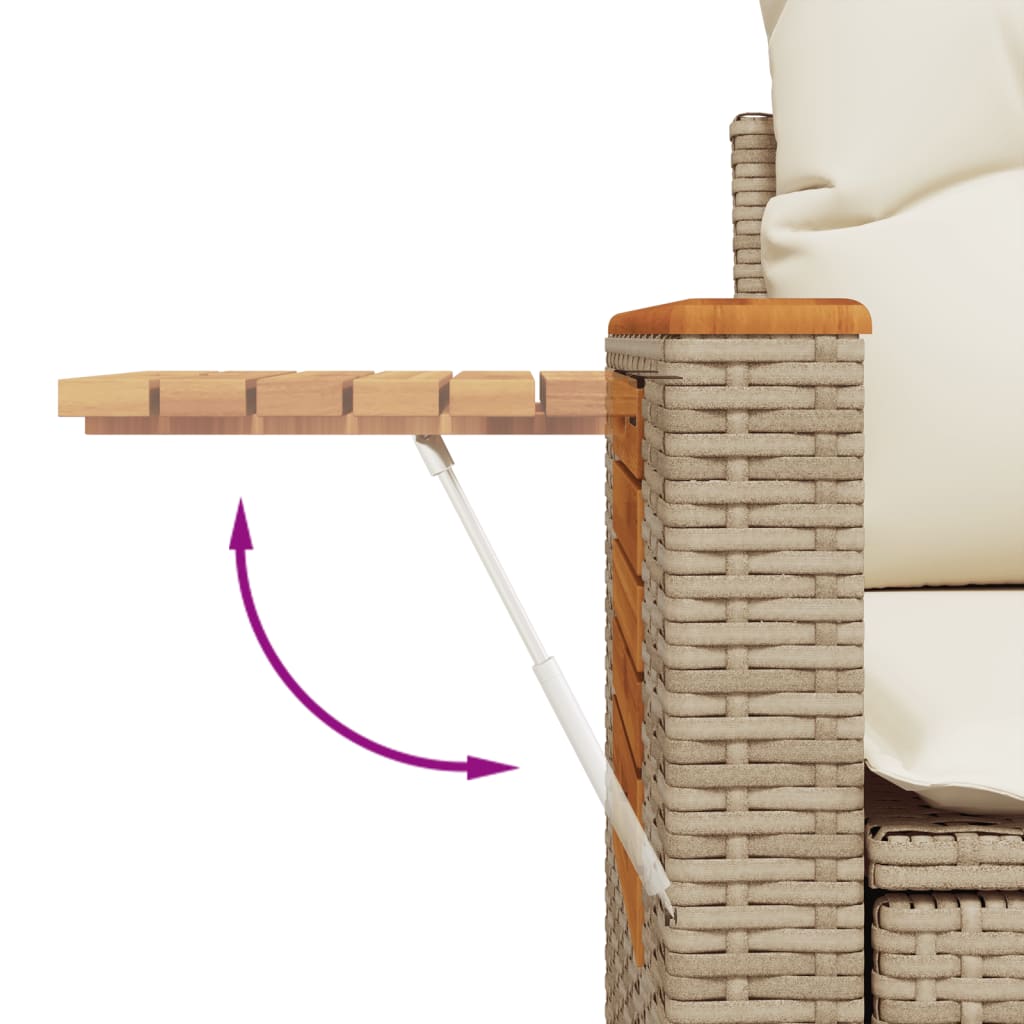 2 Seater Garden Sofa with Cushions Beige Poly Rattan