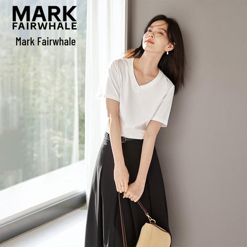 MARK FAIRWHALE Women s V-Neck Loose Fit T-Shirt M белый
