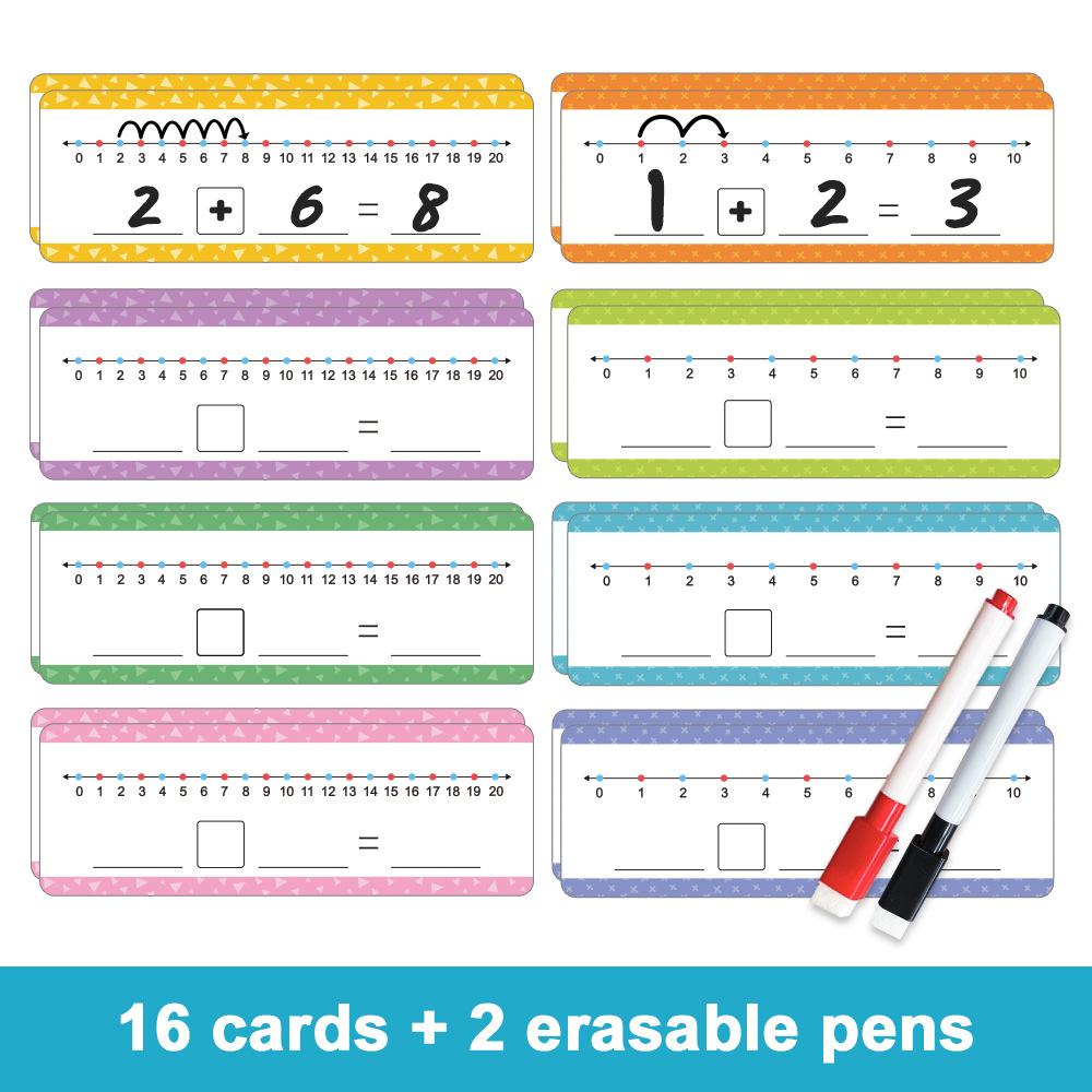 16pcs 0-20 Dry Erase Number Line Cards Addition & Subtraction Game Number Chart Math Manipulative Game Educational Learning Game