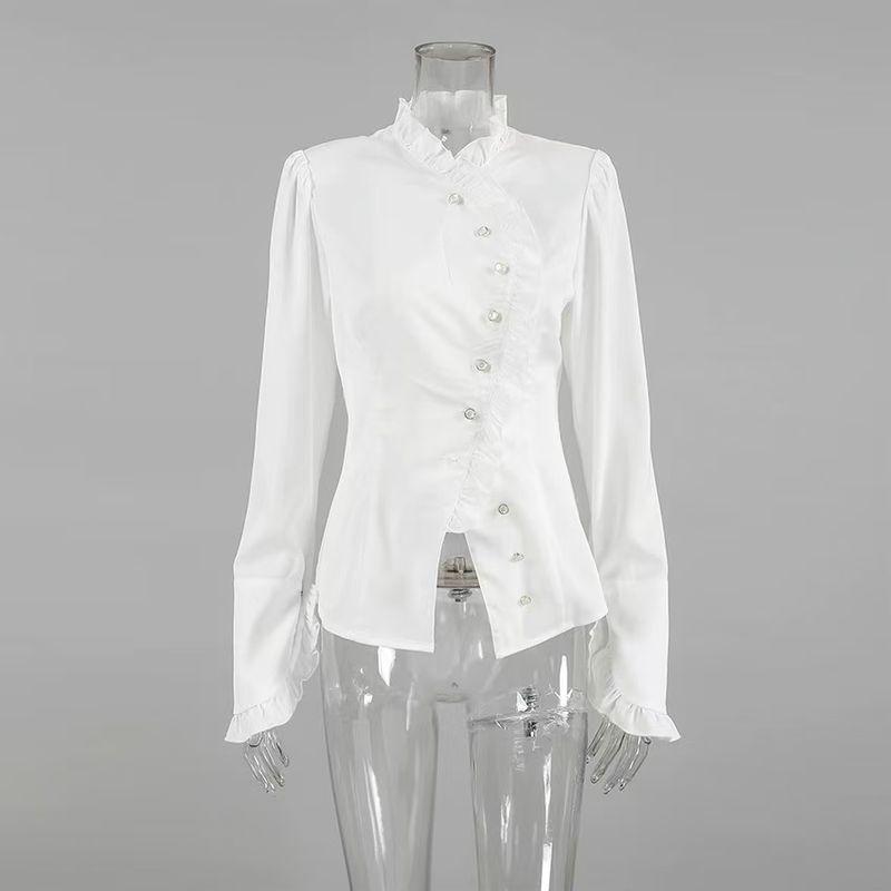 

Французский стиль Дворцовый стиль Деревянное ухо Сатиновые рубашки Темперамент Внутренняя одежда Кружевной топ Мода Сатиновая рубашка White S