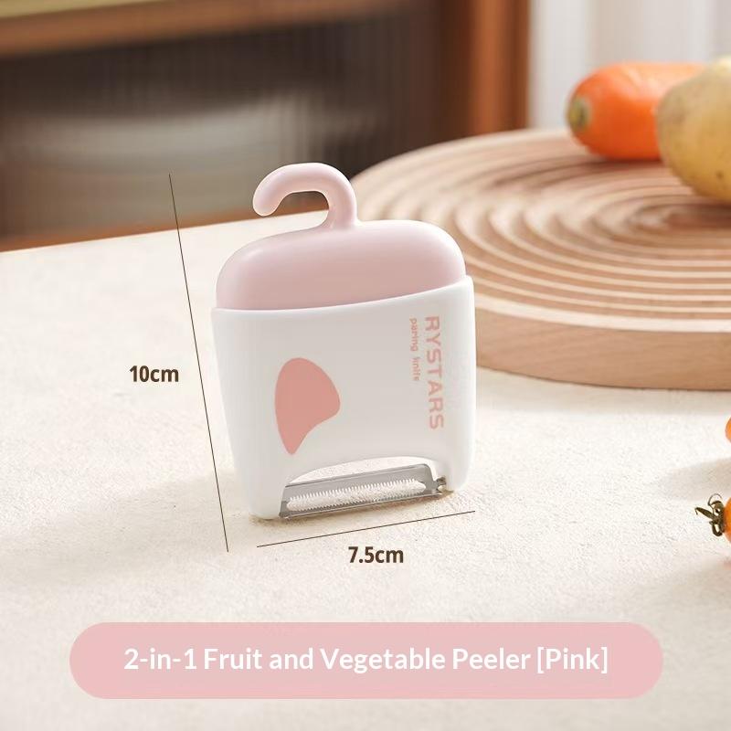 

Vegetable Tool Multifunctional Non Slip Handle Scraper Vegetables Kitchen Peeler With Brush For Cucumber Carrot Pear рожевий
