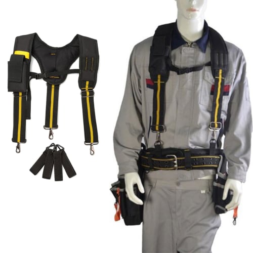 Padded Tool Belt Suspenders for Carpenters and Electricians with Attachment Rings for Men, Electrician Accessories, Work Suspenders