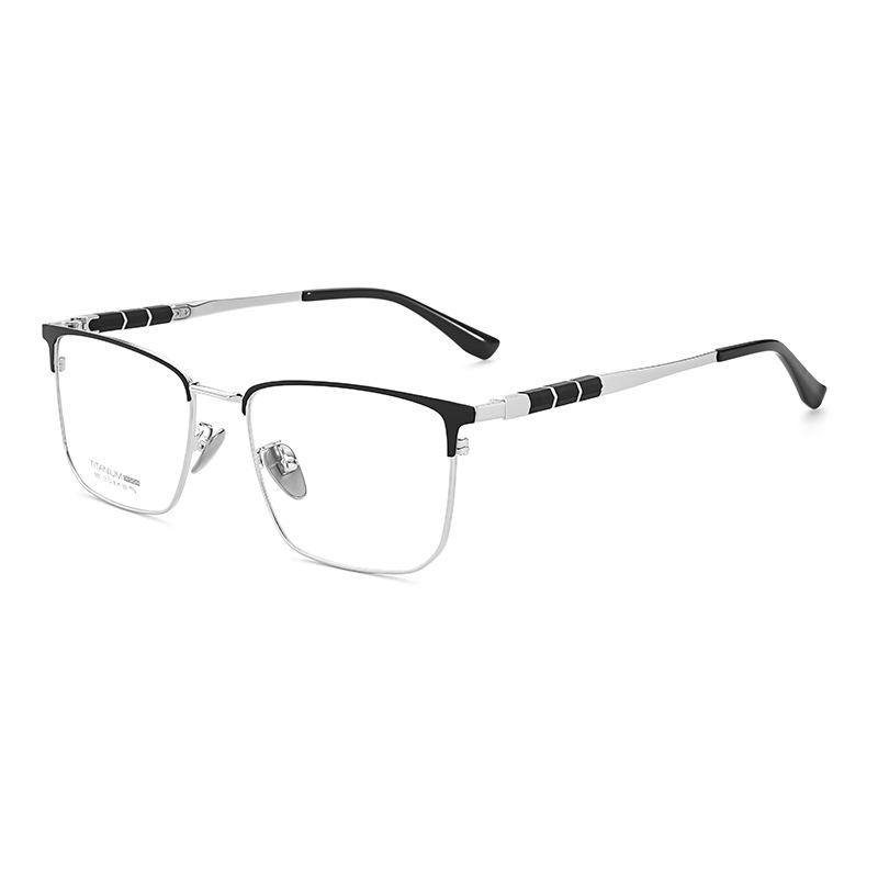 Men s Retro Business Pure Titanium Myopia Glasses Frame, Large Ultra-light Frame for Big Face