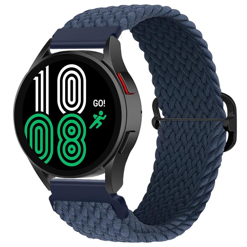 20mm Braided Solo Loop Strap for Samsung Galaxy Watch 6/5/4 44mm 40mm/Classic 47mm 43mm 46mm42mm Nylon Bracelet Watch 5 Pro 45mm
