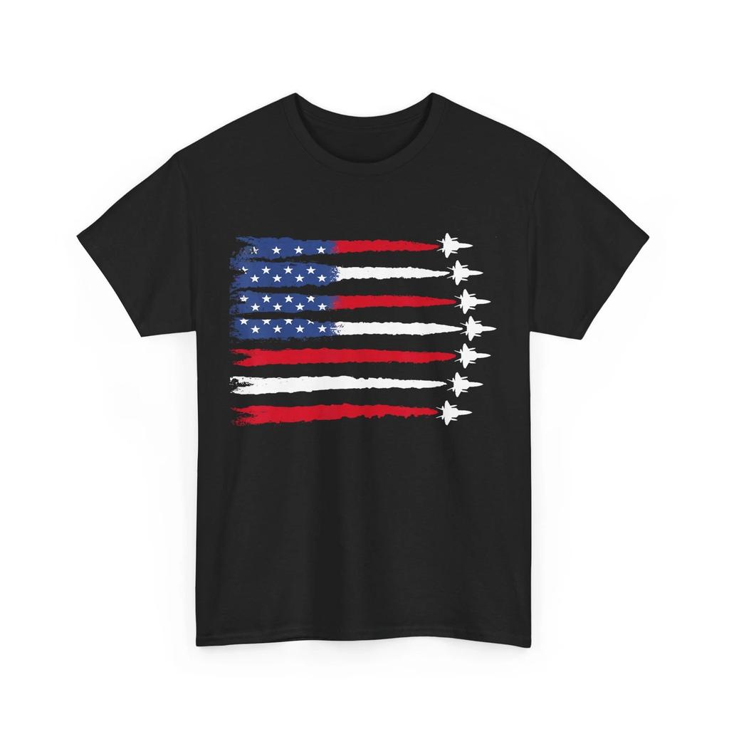 4th of July Red White Blue USA Flag Fighter Jets Patriotic Shirt