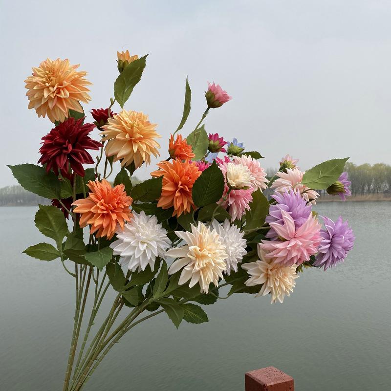 Lifelike Artificial Flower With 3 Heads Long Branch Silk Flower For Home Wedding Birthday Party Bedroom Decoration