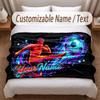 Soccer Theme Soft Blanket Personalized Custom Name Text Print Warm Blanket Home Sofa Bedroom Decor