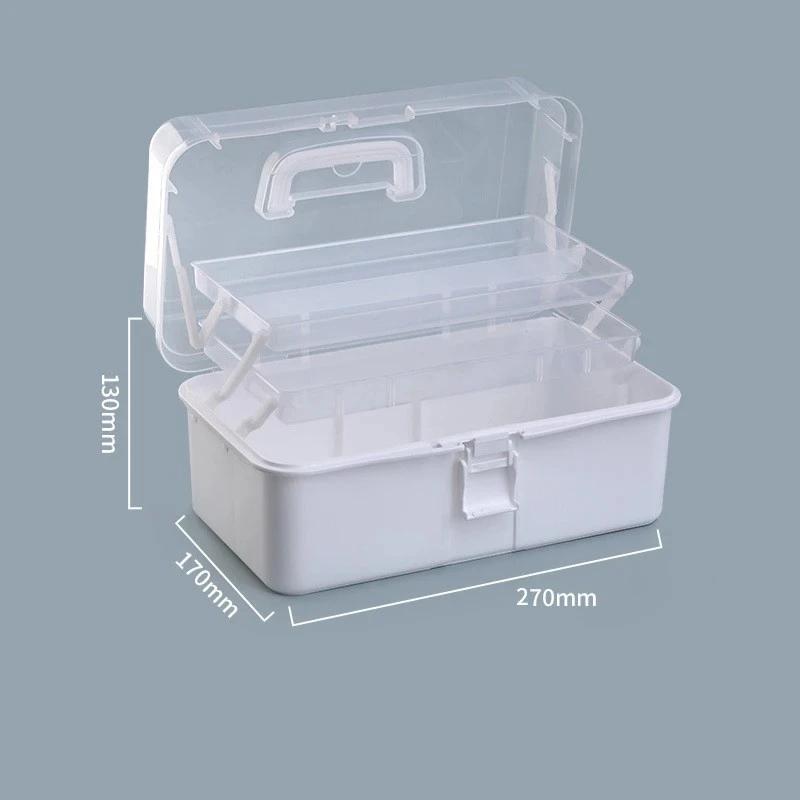 Three-Tier Folding Tool Box with Handle Extra Large Click-Clack Tool Case Nail Art Kit Art Student Storage Box XL