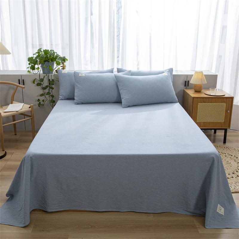 3Pcs 100% Cotton Simple Plaid Pattern Bed Sheet Set Skin-friendly Comfortable Geometric Printed Flat Sheet with Pillowcases