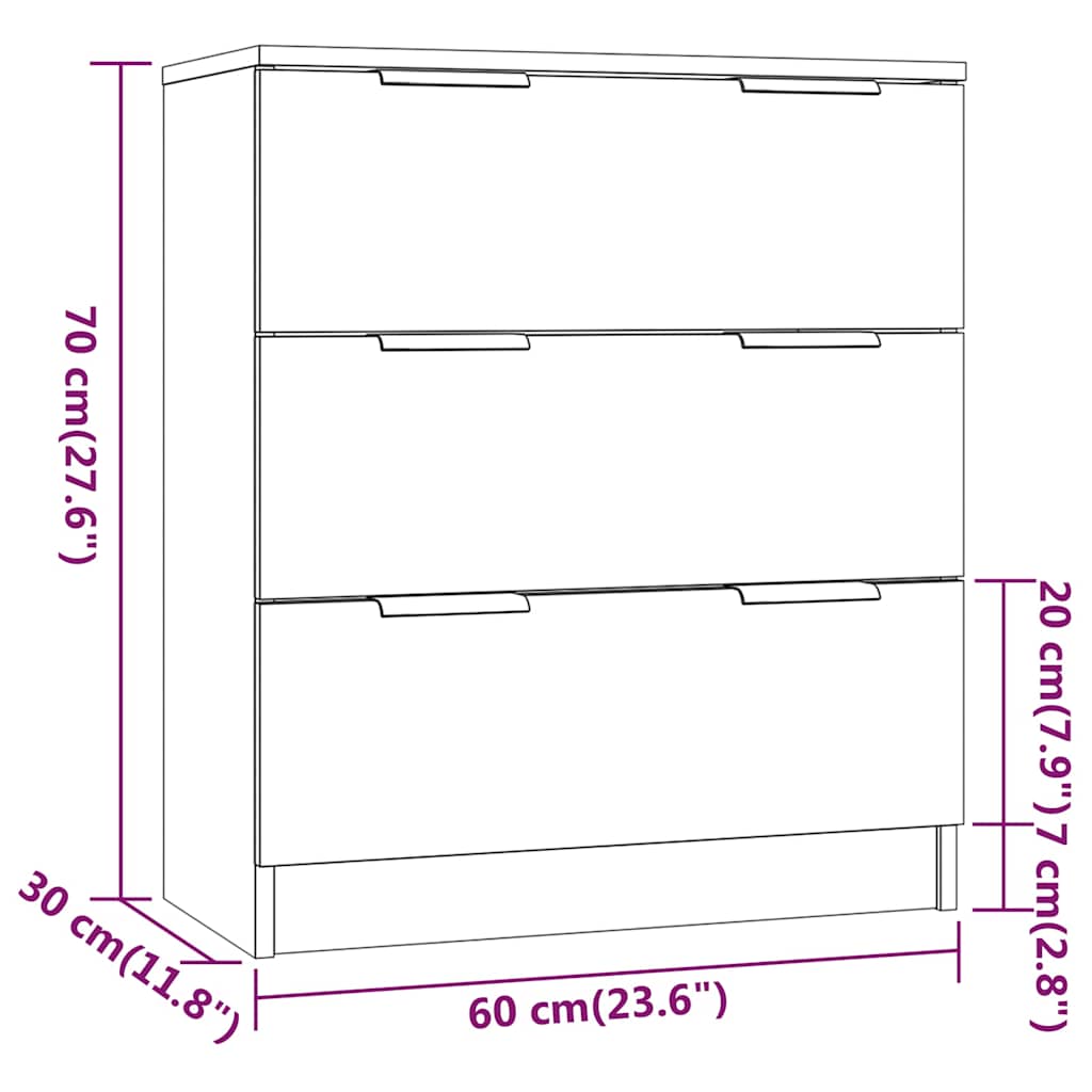vidaXL 3-tlg. Sideboard Räuchereiche Holzwerkstoff