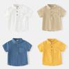 Men's Short Sleeve Cotton Shirt Mandarin Collar Casual Soft Wicking Breathable for Everyday Wear