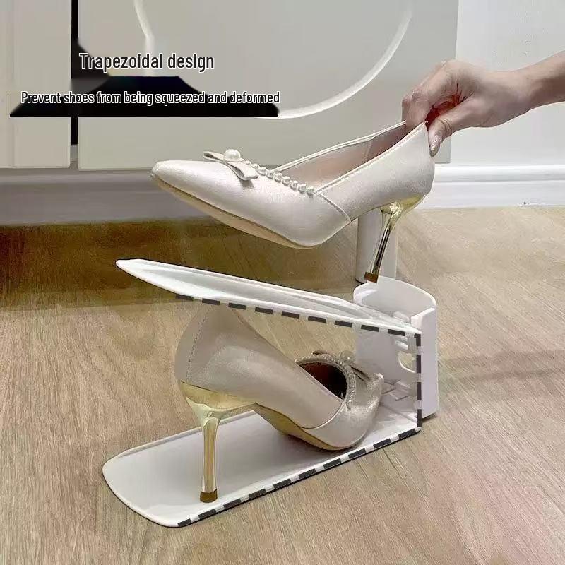 Adjustable Double-Layer Plastic Shoe Rack - Compact & Simple Home Storage Solution