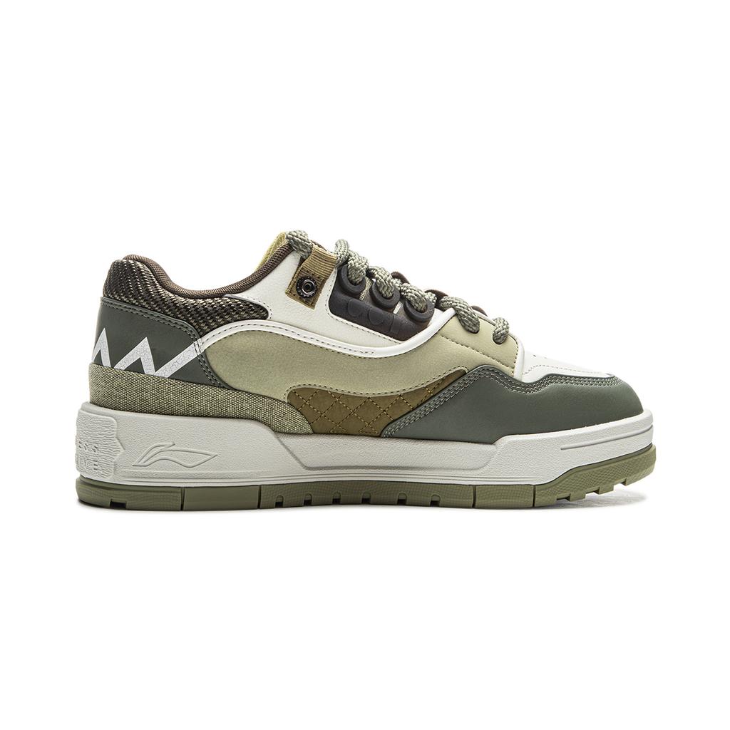 Li Ning 001 BTC Slip Resistant, Abrasion Resistant, Lightweight Low Top Skateboard Shoes Men's White Green AGCV383-4