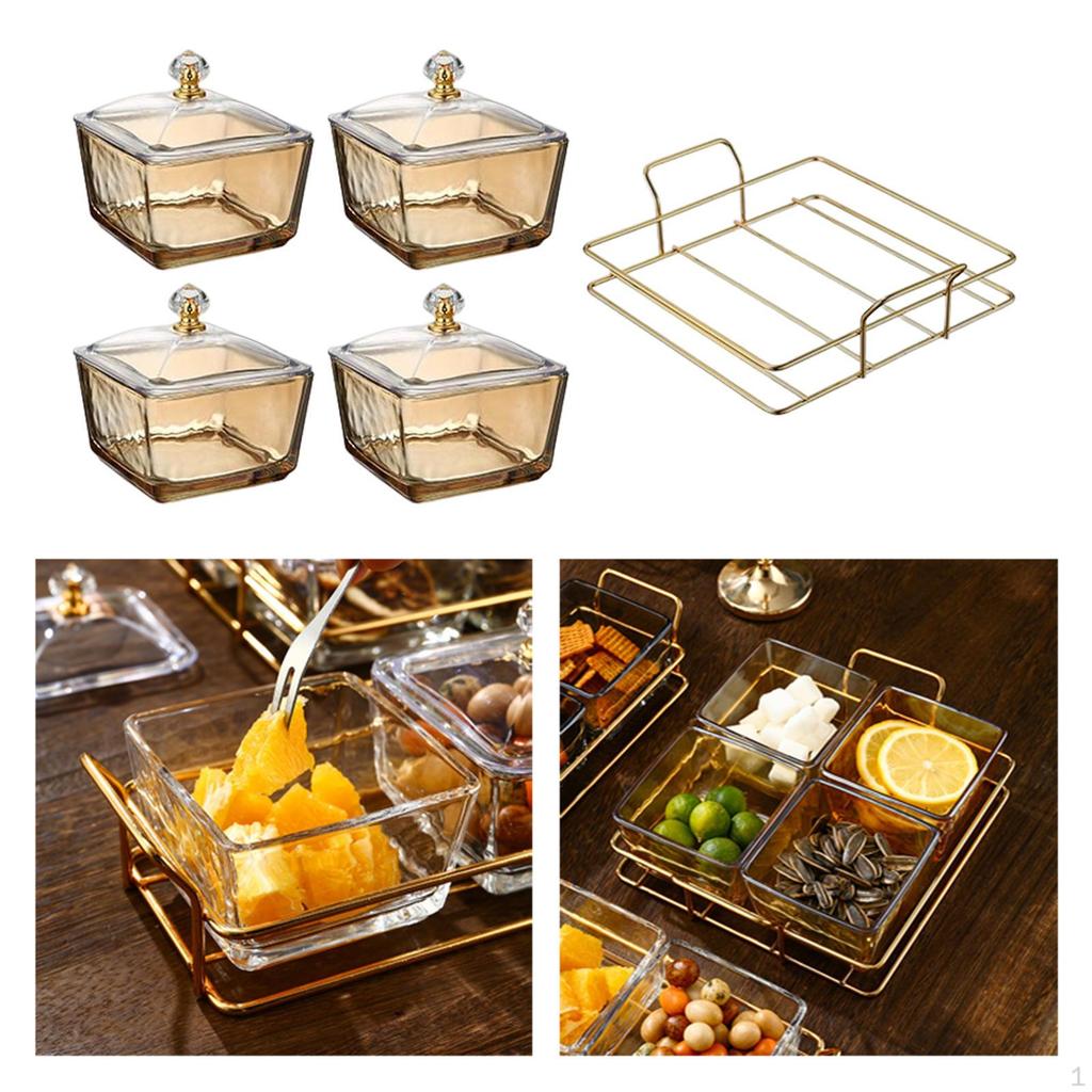Geteilte Obstplatte Vorspeisen Serviertablett Snackschalen Mehrere Fächer mit Deckel Kreativ Klar