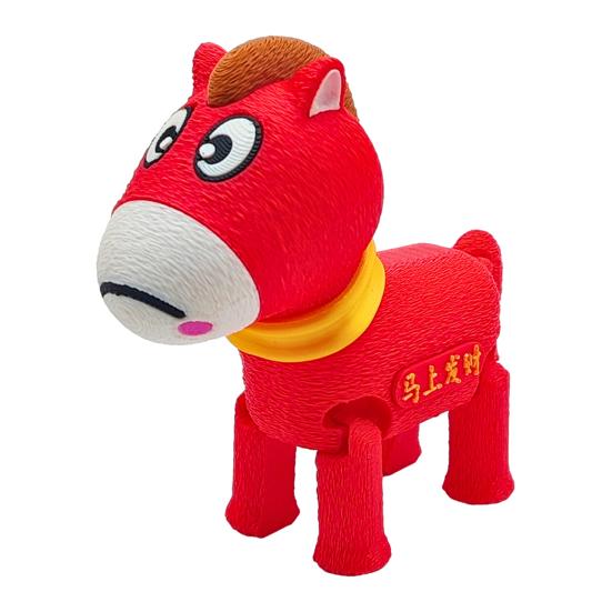 

3D Printed Horse Figurine Chinese New Year Mascot Horse Model with Flexible Joint Collectible Horse Ornament for Home Office Executive Desk F