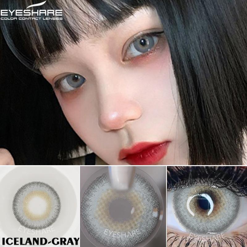 EYEHSARE Farbkontaktlinsen für die Augen, 2 Stück, natürlich gefärbte Linse, blau, rosa, Schönheitskontaktlinsen, Augen-Jahreskosmetik-Farblinse