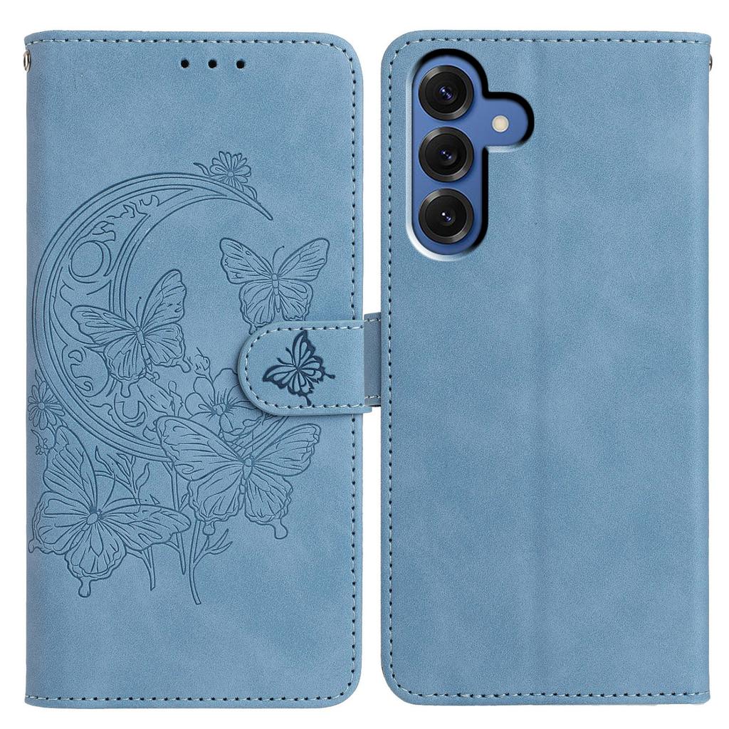 For Samsung Galaxy S25 Case Butterfly Flower Imprinted PU Leather Wallet Stand Phone Cover