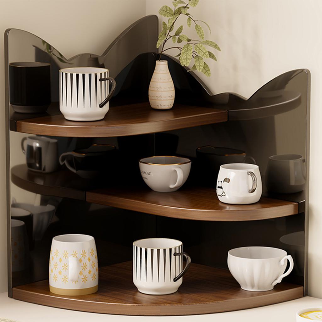 Corner Mug Rack Desktop Cup Holder, 3 Tier Coffee Corner Organizer Shelf For Mugs, Tea Cups And Small Storage