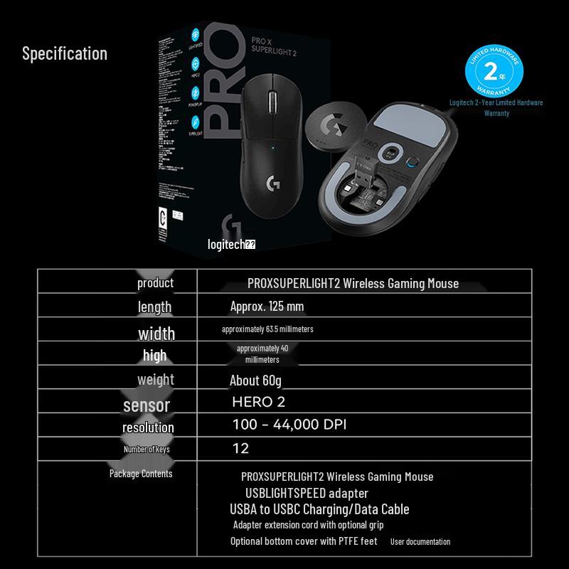 Logitech G PRO X SUPERLIGHT 2 Wireless Gaming Mouse