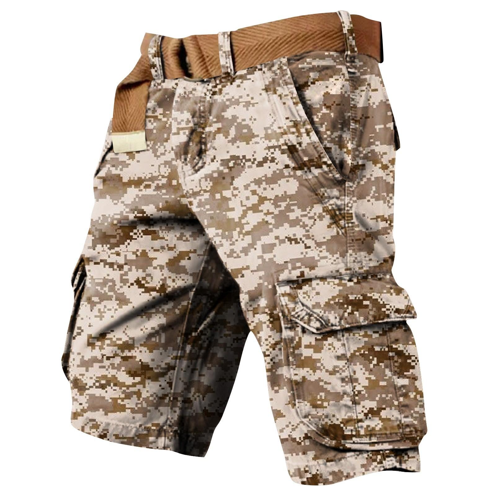 

Men s Independence Day Printed Multi Pocket Workwear Shorts XXL бежевый