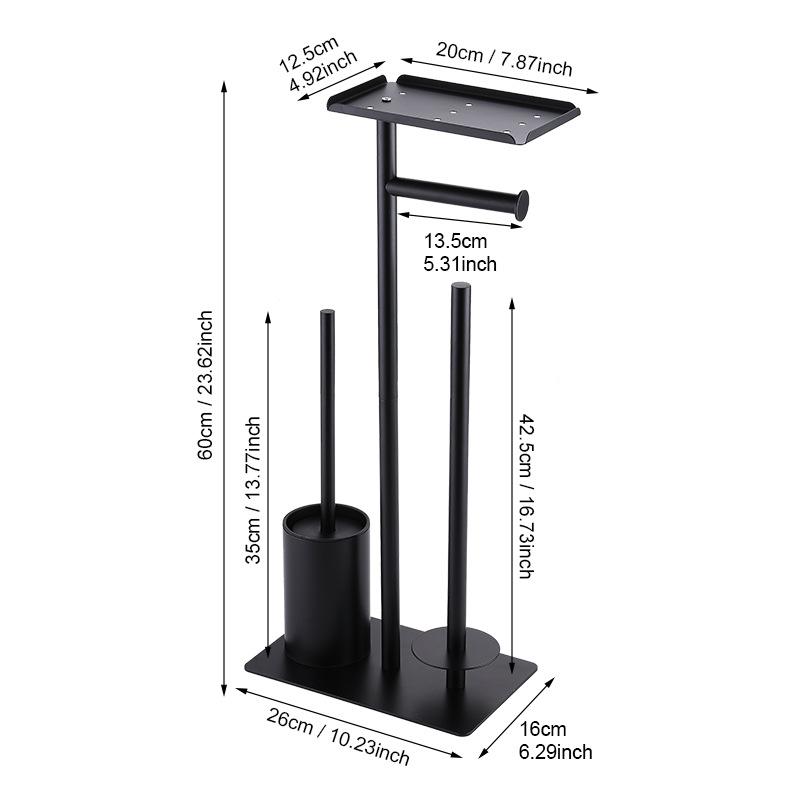 Floor-standing vertical roll paper holder toilet brush bathroom floor-standing toilet paper holder drawer without punching