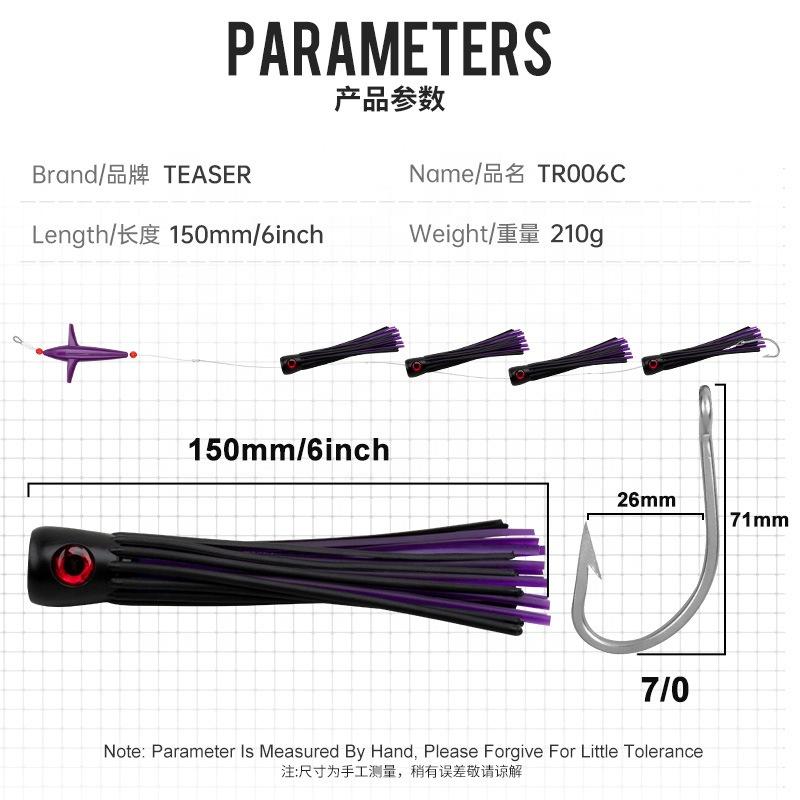 New Fishing Spread Bar Trolling Fishing Lures Rigs Saltwater Tuna Mahi Wahoo Dora Saltwater Big Game 210g Fishing Squid Lure