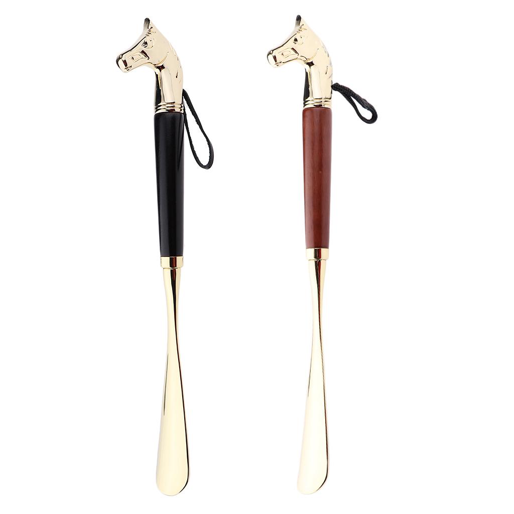 Long Metal Shoe Horn With Wood Handle Horse Head 32cm/12.60in