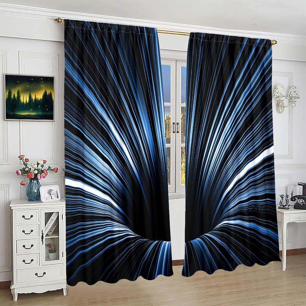 Fashion Vortex Visual Print Curtains Kitchens Bedrooms Study Rooms Cafes Curtain Set Of 2 Made Polyester Washable Bedroom Decor Ready