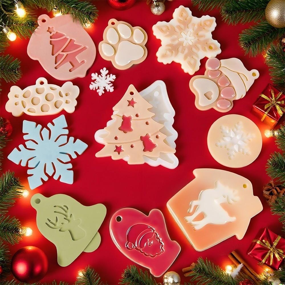 12 Styles Silicone Molds With Hole Epoxy Resin Mold Christmas Resin Mold Christmas Craft