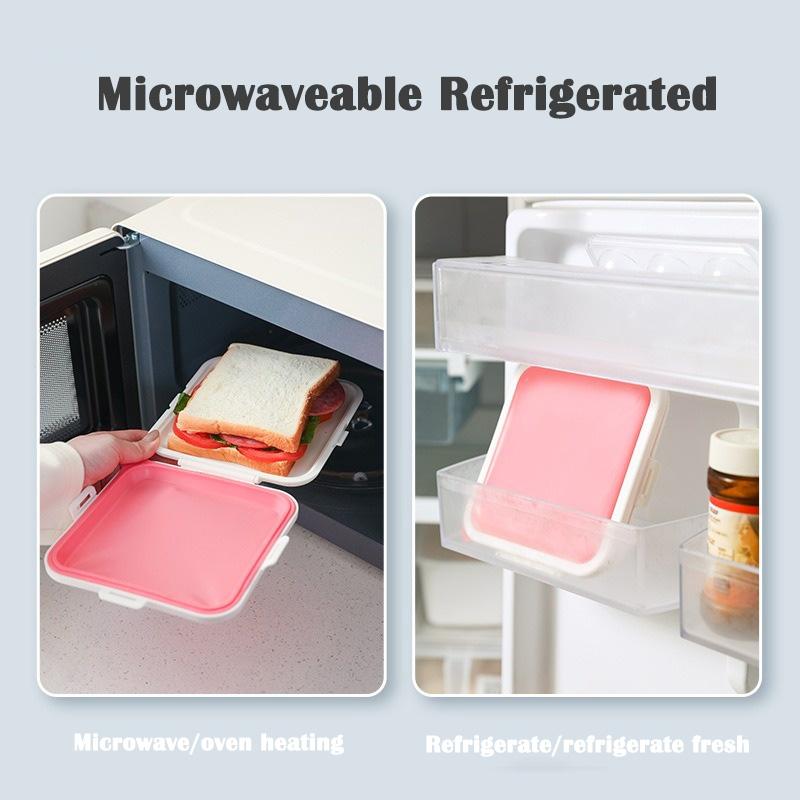 Nouvelle boîte de rangement pour sandwichs grillés en silicone portable, contenants Bento alimentaires réutilisables, boîtes à lunch conservation fraîche, vaisselle micro-ondes