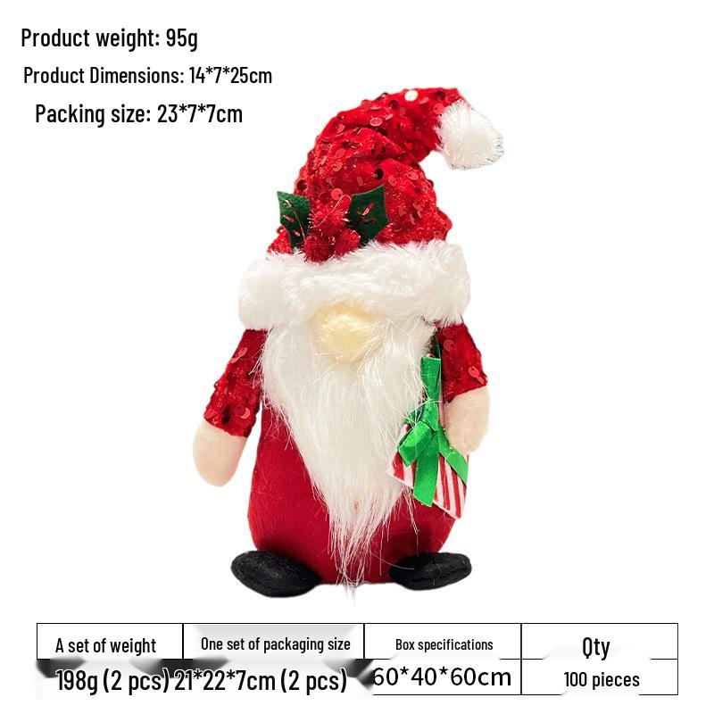 Rudolph Gnome Christmas Ornament with Sequin Hat