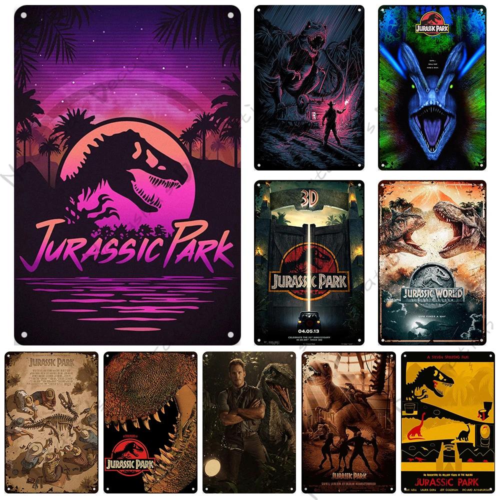 Classic Movie Poster Jurassic Park Metal Sign Retro Poster Vintage Metal Plaque Rusty Metal Sign Club Bar Cafe Industrial Decor