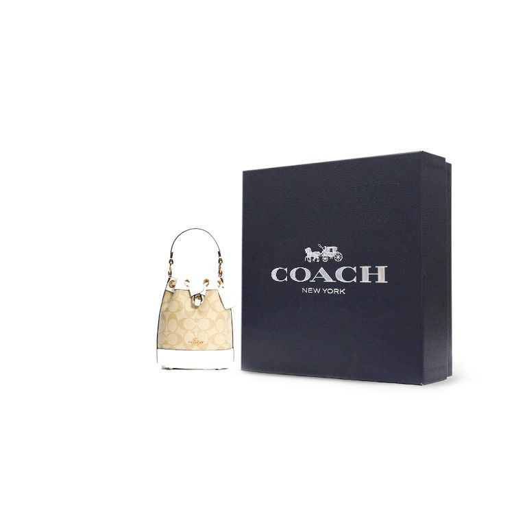 Coach Dempsey 15 Classic Monogram Coated Canvas And Leather Bucket Bag Women Handbags Light-Khaki C5121-IMDQC