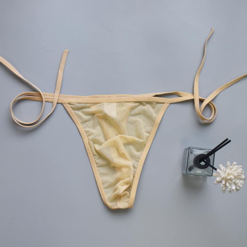 Sexy Men Thong Transparent Mesh Underwear Ultra-Thin Breathable Underpants Low Rise Briefs Lingerie Summer Quick-Drying Panties