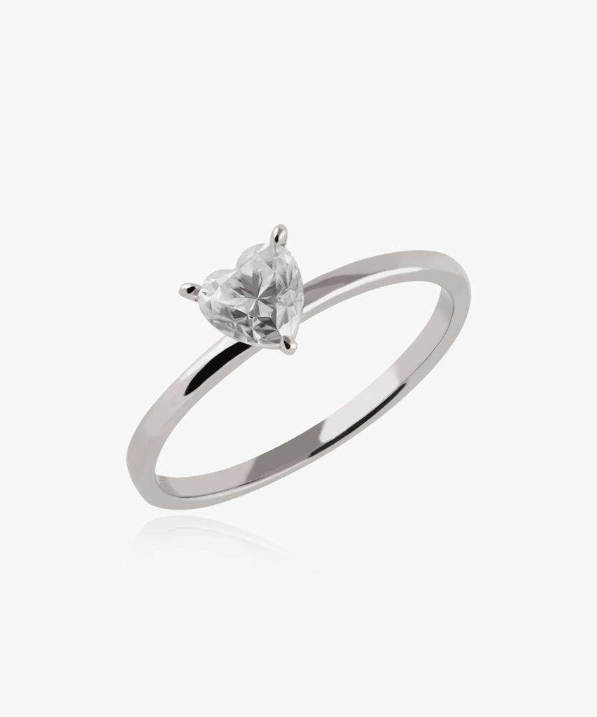 Helene Jewelry Silver 925 0.5 Carat Heart Cut Moissanite Miss Ring (Type B)