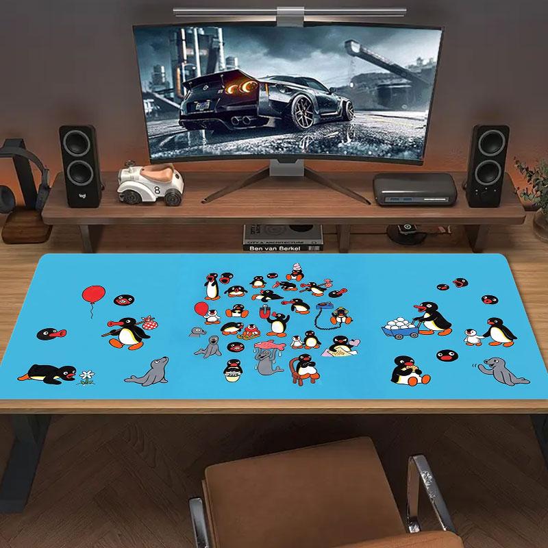 Penguin Party Adventure Large Size Mouse Pad Large Gaming Table Cushion Nonslip Laptop Tablet Big Mousepad Xxl Mat Mini Pc Playmat With Lock Edge