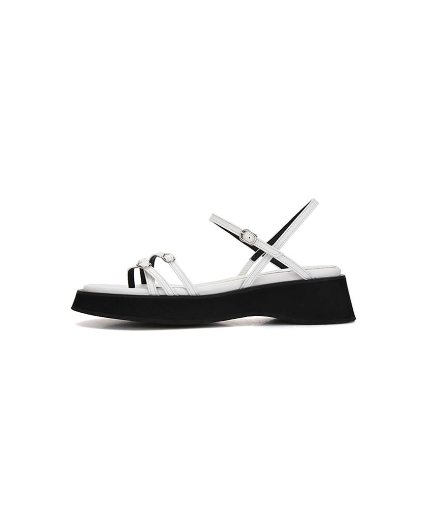 Circle Strap Platform Sandals (White)