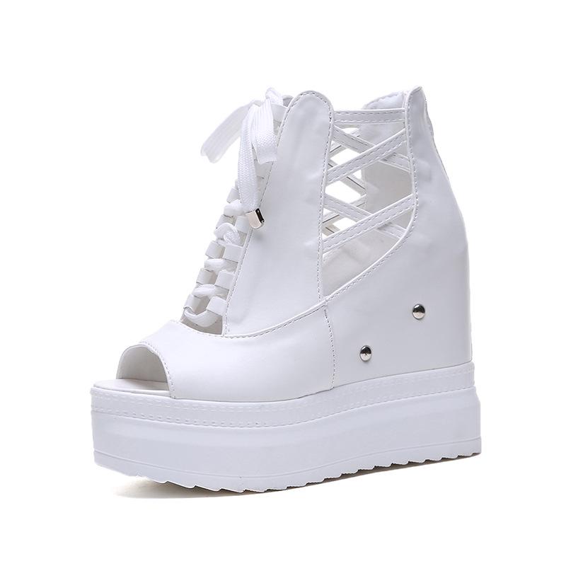 Summer Women's Wedges Botttom Sandals 12cm Super High-heeled Wedge Heels Platform Roman Shoes New Fashion High Heel Pumps