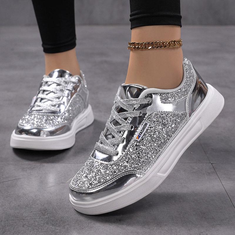 

Shiny Gold Sequin Platform Shoes, Smooth Silver Flats, Trendy Women’s Fashion & Cheerleading Footwear 37 срібний