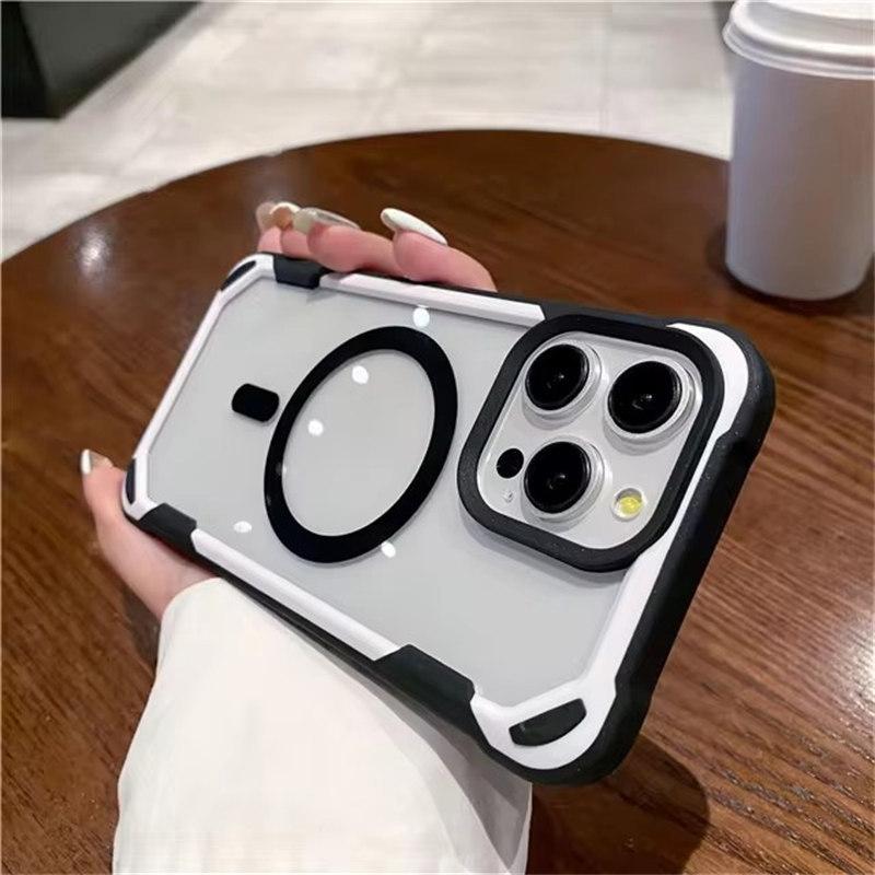 For iPhone 15 Pro Max Luxury Magsafe Magnetic Square Silicone Frame Phone Case For iPhone 11 12 13 14Plus Samsung S24 Ultra Clean Protective Cover